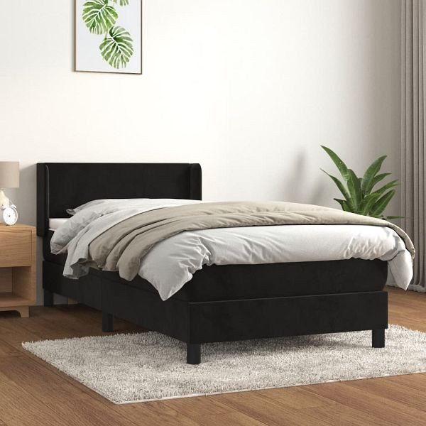 vidaXL Boxspringbett mit Matratze Schwarz 80x200 cm Samt, 3130807