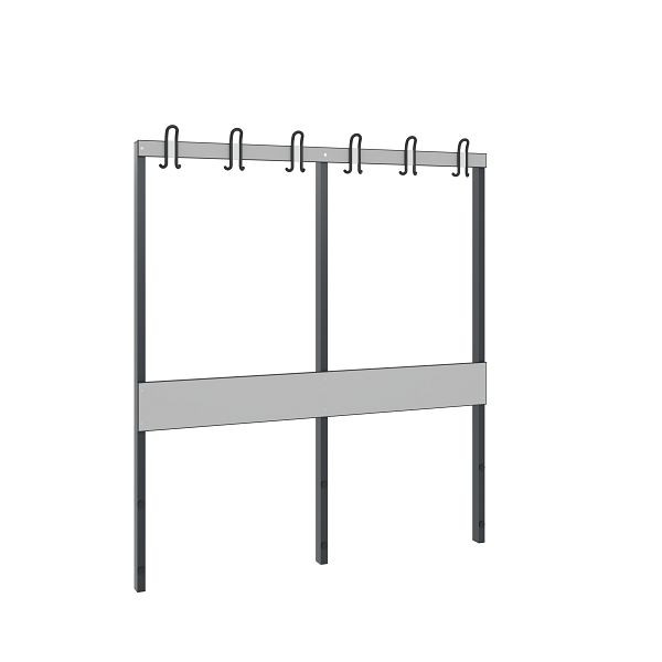 C+P Garderobenteil 1-seitig, Feuchtraum, H1650xB1500 mm, Schwarzgrau/HPL Grau, 8061-711 S10002