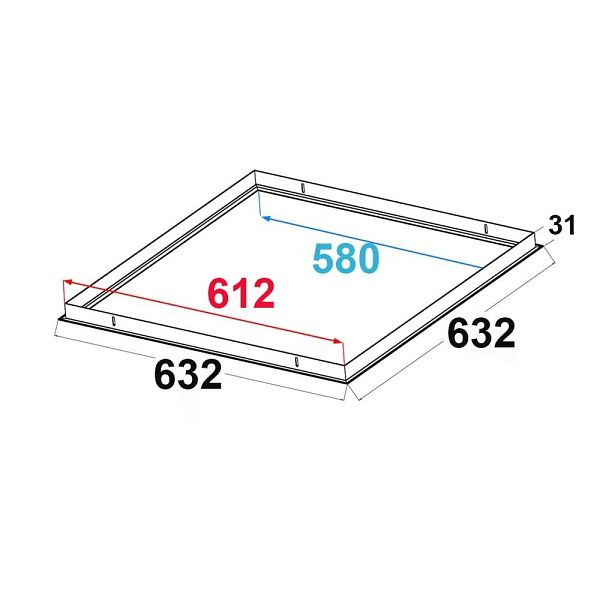 ISOLED Einbaurahmen weiß RAL 9016 für LED Panel 600x600, 114612