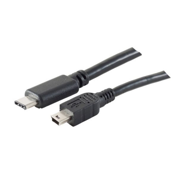 S-Conn USB Kabel 2.0, Typ 3.1 C-Stecker auf Typ 2.0 Mini 5p B-Stecker, Rev 2.0, schwarz, 1,8m, 77144-1.8
