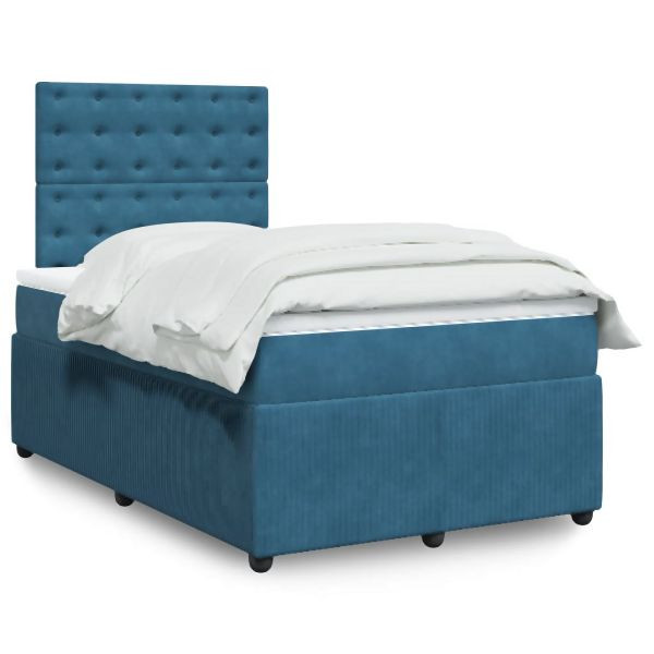 vidaXL Boxspringbett mit Matratze Blau 120x200 cm Samt, 3294626