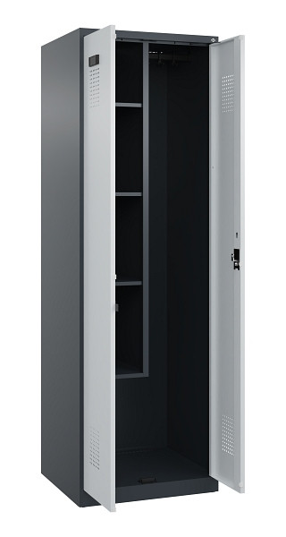 C+P Putzmittel-Spind Evolo PLUS, 2 Abteile, 1850x600x500mm, 7016/7035, Zylinderschloss, 049100-00 S10044