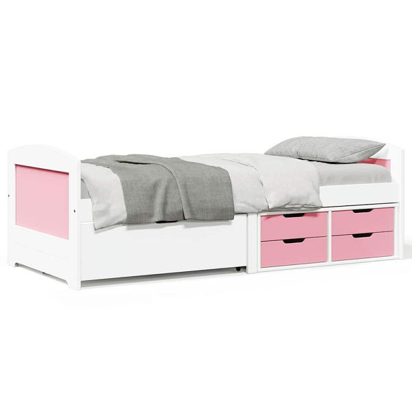 vidaXL Tagesbett mit 5 Schubladen ohne Matratze Weiß Rosa 90x200cm, 3314683