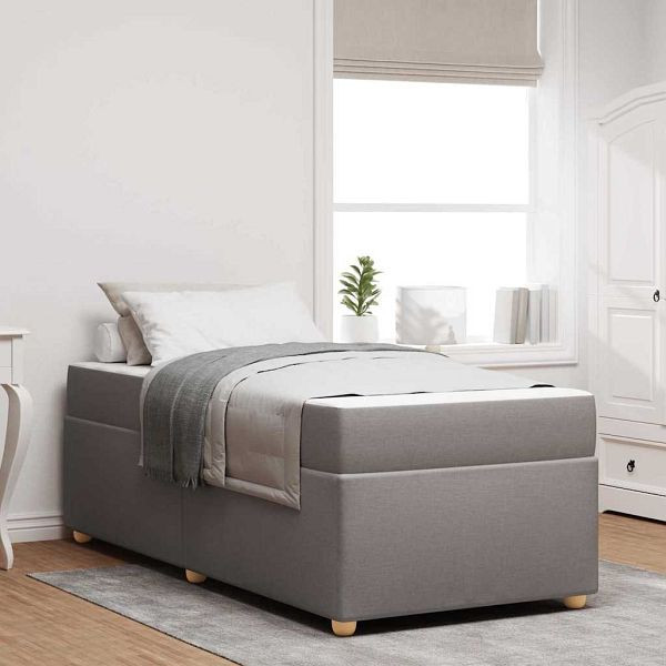 vidaXL Bettgestell mit Matratze Taupe 90 x 190 cm Stoff, 3399325