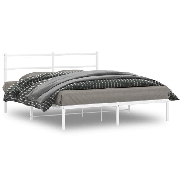 vidaXL Bettgestell mit Kopfteil Metall Weiß 150x200 cm, 355416