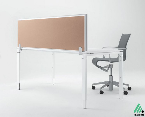 PREFORM FF5 Schallabsorber - Tischaufsatz zur Montage auf Tischplatte, Breite: 2000 mm, Höhe: 600 mm, Farbe: F 45 Dunkelgrau, FF5RA 0600 2000 AX F45/F45