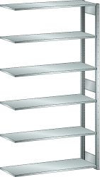 LISTA Anbauregal L1006 (BxTxH) 1300x500x2500mm 160kg, Regalstützenpaar inklusive 3 Tiefenstreben, Farbe: Lichtgrau, 50.233.020