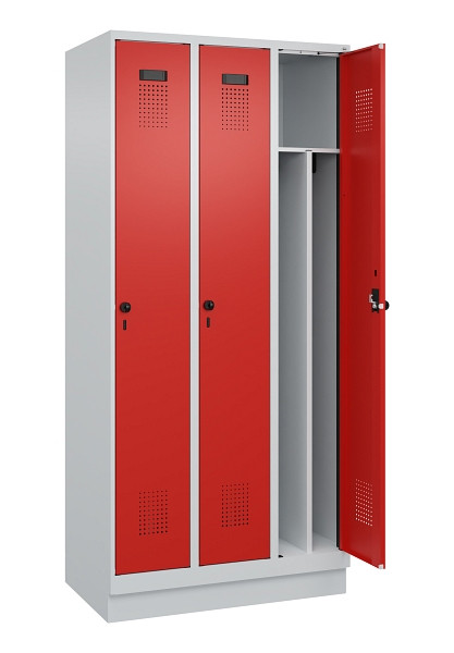 C+P Spind Evolo PLUS, mit Sockel, 3 Abteile, 1950x900x500mm, 7035/3020, Verschluss Drehriegel, 049020-30F S10005