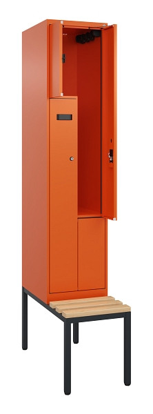 C+P Z-Spind Evolo PLUS, Bank, 2 Fächer, 2120x400x815mm, 2004/2004, Zylinderschloss, Sitzfläche Buche-Hartholz, Sitzbank, 0490537-122 S10050