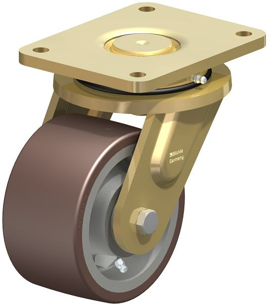 Blickle LS-GB 154K Stahlgeschweißte Schwerlast-Lenkrolle, schwere Drehkranz-Ausführung, Blickle Besthane®, Braun, 755032