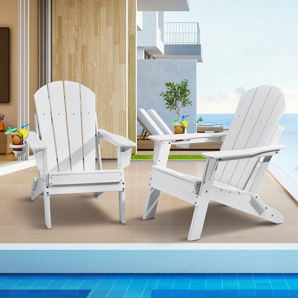 VEVOR 2er-Set Adirondack-Stuhl Gartenstuhl Gartensessel Sonnenliege Faltbar Weiß, SLADLDKYBSKZMJKP1V0
