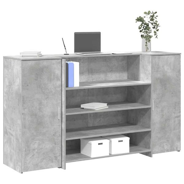 vidaXL Empfangstheke Betongrau 180x50x103,5 cm Holzwerkstoff, 3324172