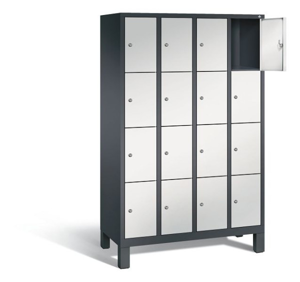 C+P Schließfachschrank Evolo, H1850xB1190xT500mm, Farbe: Schwarzgrau / Lichtgrau, 48010-404 S10194