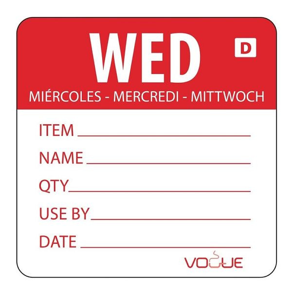 Vogue auflösbare Etiketten Mittwoch rot, VE: 250 Stück, GH353