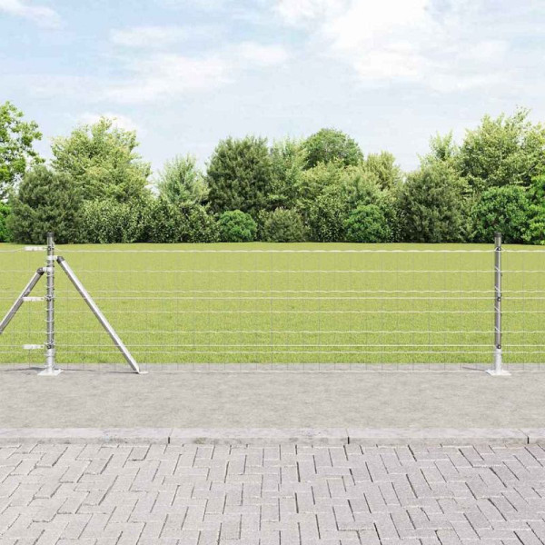 vidaXL Zaun mit Pfosten Silber 0.4 x 50 m Stahl, 3351047