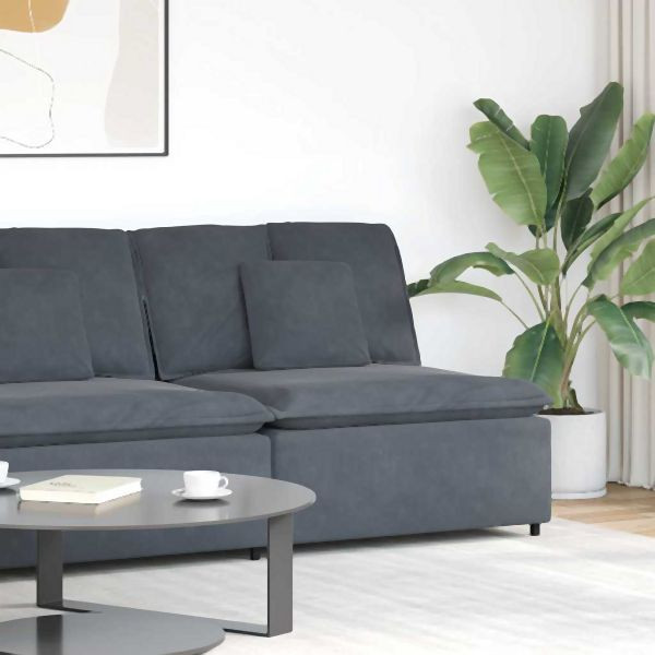 vidaXL Modulares Sofa Mittelmodul mit Kissen Dunkelgrau 100 cm, 4104430