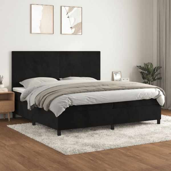 vidaXL Boxspringbett mit Matratze Schwarz 200x200 cm Samt, 3142925