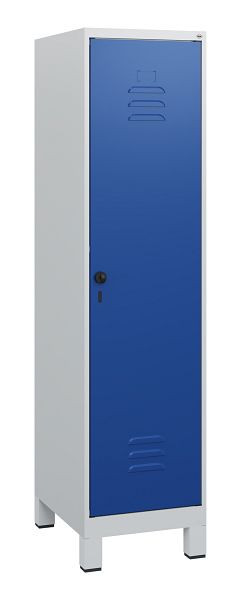 C+P Umkleidespind Classic PLUS, Füße, 1630x400x500mm, 7035/5010, Drehriegel, 0800105-12 S10003