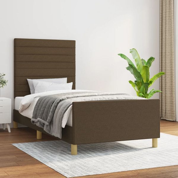 vidaXL Bettgestell mit Kopfteil Dunkelbraun 90x190 cm Stoff, 3125101