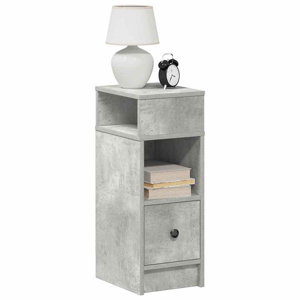 vidaXL Nachttische 2 Stk. mit Schublade Betongrau 25x31x66 cm, 858621