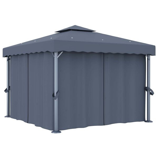 vidaXL Pavillon mit Vorhang 3x3 m Anthrazit Aluminium, 3053378