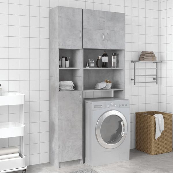vidaXL Badezimmerschrank Betongrau 32x25,5x190 cm Holzwerkstoff, 802880