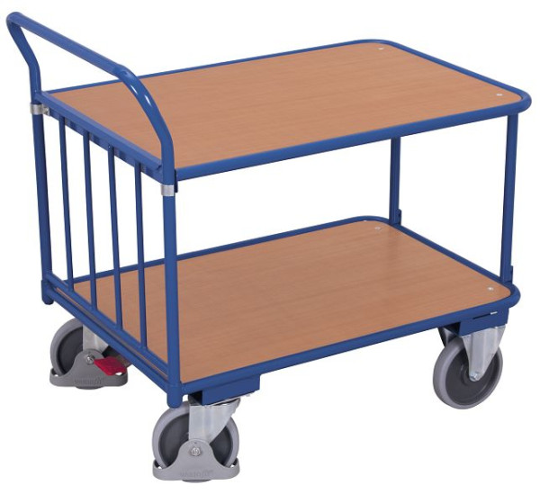 VARIOfit Schiebebügelwagen als Tischwagen, Außenmaße: 1.105 x 705 x 1.030 mm, RAL 5010 enzianblau, sw-700.503