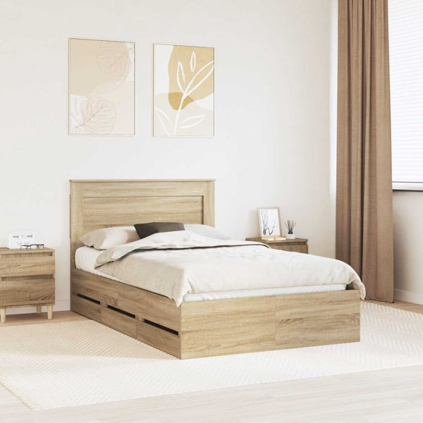 vidaXL Bettrahmen Sonoma-Eiche 120 x 190 cm Ingenieurs Holz, 3410188