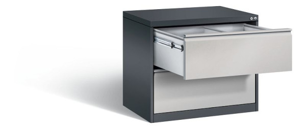 C+P Hängeregistraturschrank Acurado, H733xB787xT590mm, Farbe: Schwarzgrau / Weißaluminium, Griffleiste, 12912-312 S10043