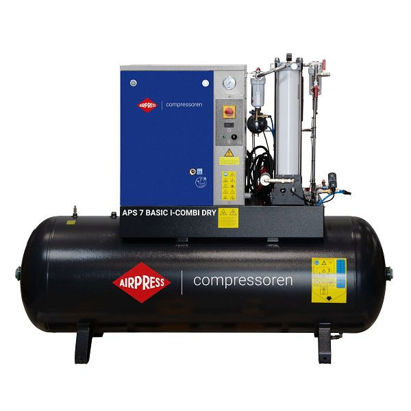 Airpress Schraubenkompressor 10 bar 500L 7.5 PS/5.5 kW mit Adsorptionstrockner 60036-OFAG4I (APS 7 Basic i-Combi Dry), 362958I