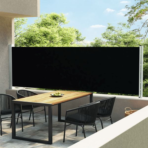 vidaXL Ausziehbare Seitenmarkise 140x600 cm Schwarz, 313369