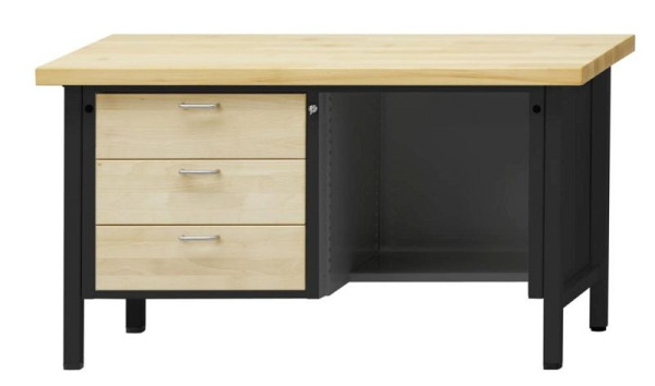 ANKE Werkbänke Kastenwerkbank, Modell 303 VH, 1500 x 700 x 890 mm, RAL 7016/Buche, BMP 40 mm, 310.101