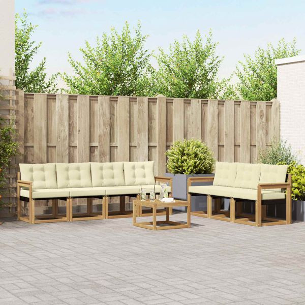 vidaXL Outdoor-Sofagarnitur mit Kissen 8-teilig Weiß und Creme, 3389276