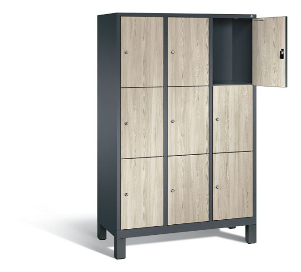C+P Schließfachschrank Evolo, H1850xB1200xT500mm, Farbe: Anthrazitgrau / Dekor Sen-Esche, 48010-323 S10192