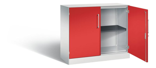 C+P Sideboard mit Flügeltüren Asisto, H915xB1000xT435mm, Farbe: Lichtgrau / feuerrot, Bügelgriff, 2 OH, 141052-000 S10170