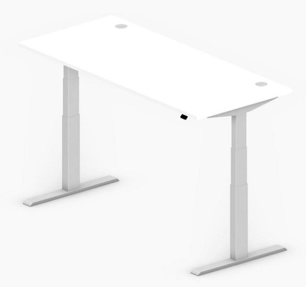 Deskin Sitz-/Stehtisch COMFORT MULTI M, Weiß, 2000 x 800 x 640-1300 mm, Gestell Alusilber, 331908