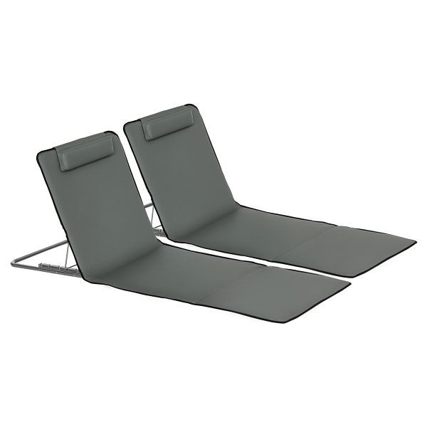 Outsunny 2er-Set Strandmatte, verstellbar, faltbar, 124L x 53B x 37-50H cm, Grau, A20-205GY