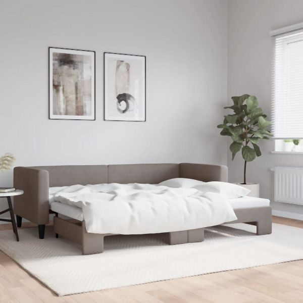 vidaXL Tagesbett Ausziehbar Taupe 80x200 cm Stoff, 3196576