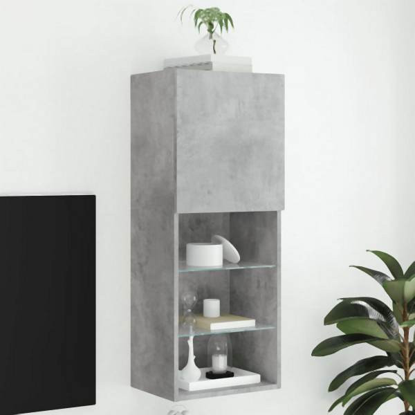 vidaXL TV-Schrank mit LED-Leuchten Betongrau 40,5x30x102 cm, 837060