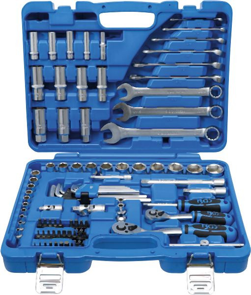 BGS Steckschlüssel-Satz Sechskant, Antrieb 6,3 mm (1/4") / 10 mm (3/8"), Zollgrößen, 92-teilig, 2299