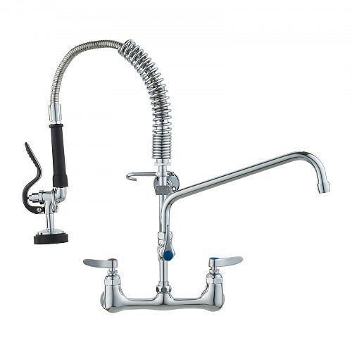 VEVOR Kommerzieller Wasserhahn mit Vorspülbrause, Küchenarmatur 53 cm Höhe, 30,5 cm Schwenkauslauf, zur Wandmontage, BGSYCXSLTBGS9X3ACV0