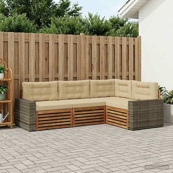 vidaXL Outdoor-Sofagarnitur 4-teilig Natur und Beige, 3383311
