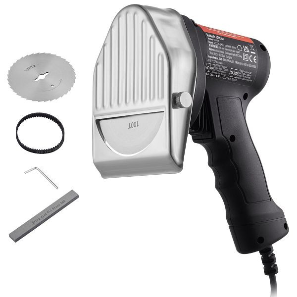 VEVOR Elektrisches Schawarma-Messer, 80 W, aus Edelstahl, mit 2 Klingen, 100 mm Klingendurchmesser, TEQKRDW80WBDNAO7VV2