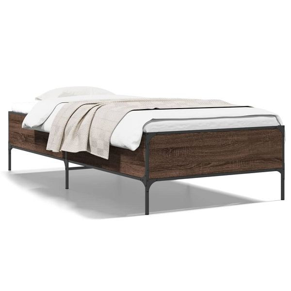 vidaXL Bettgestell Braun Eichen-Optik 90x190 cm Holzwerkstoff Metall, 844990