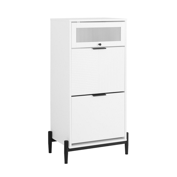SoBuy Sideboard mit einer Tür Weiß 59x40x115 cm, Modern, FSB95-W