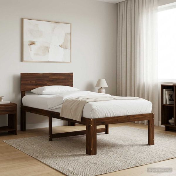 vidaXL Einzelbettgestell mit Kopfteil ROSTOCK Dunkelbraun 75 x 190 cm, 903353