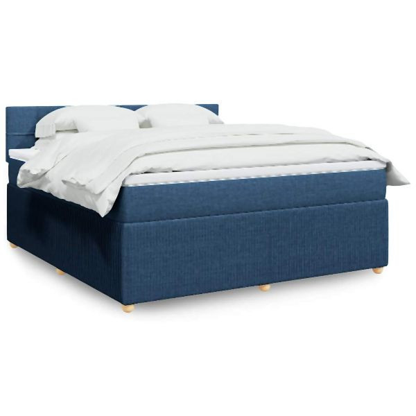 vidaXL Boxspringbett mit Matratze Blau 180x200 cm Stoff, 3289841