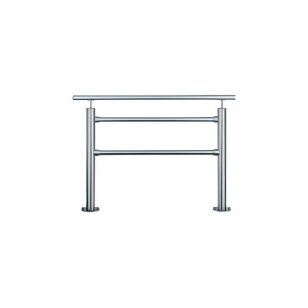 Stein HGS Geländersystem aus Edelstahl (V2A) Ø76mm, Handlauf, Flachkopf-Set, Rundkopf-Set: 1m, zum Einbetonieren, 13285