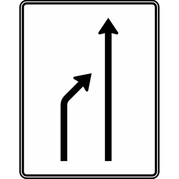 Stein HGS Einengungstafel ohne Gegenverkehr, Einzug links und noch 1 Fahrstreifen Nr. 531-20, RA1/Alform, ohne Entfernungsangabe, 1600x1250mm, 531-20-112