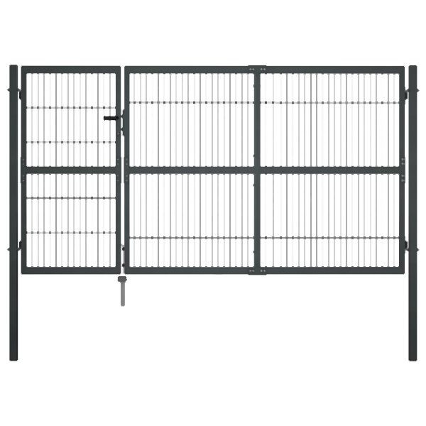 vidaXL Gartentor mit Pfosten Stahl 350×140 cm Anthrazit, 144401